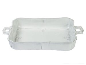 Linea Italica – Ovenschaal met bloemen en dots reliëf , wit