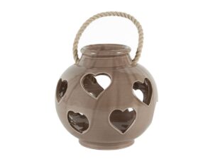 Linea Lanterna – Windlicht met hartjes patroon , taupe
