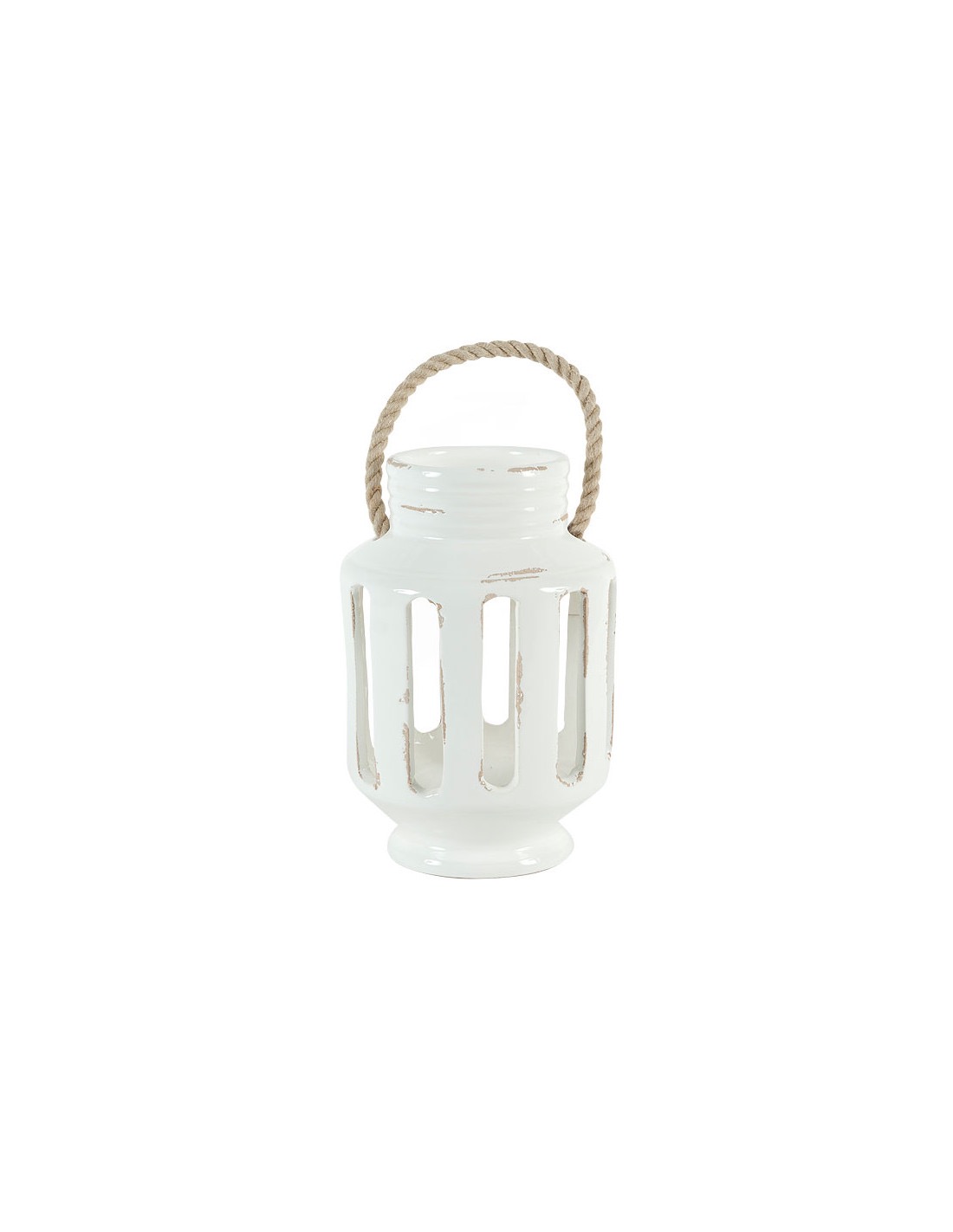 Linea Lanterna – Windlicht met lijnen patroon , wit