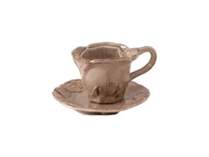 Espresso kopje in de vorm van een roos van handgemaakt keramiek