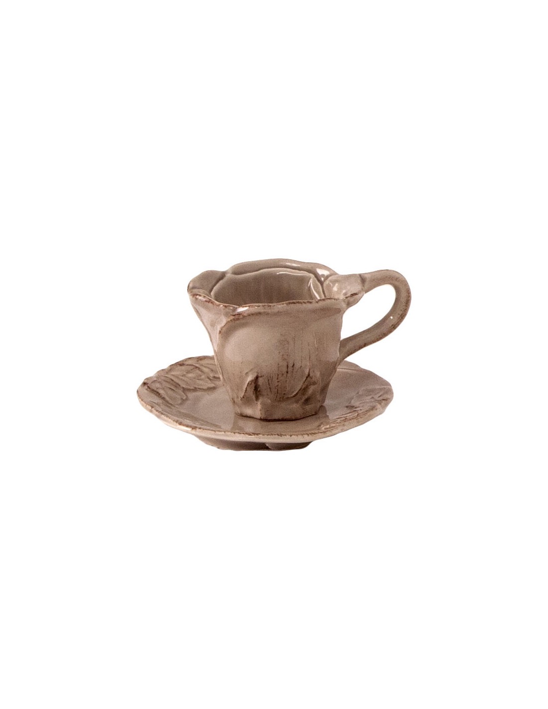 Espresso kopje in de vorm van een roos van handgemaakt keramiek